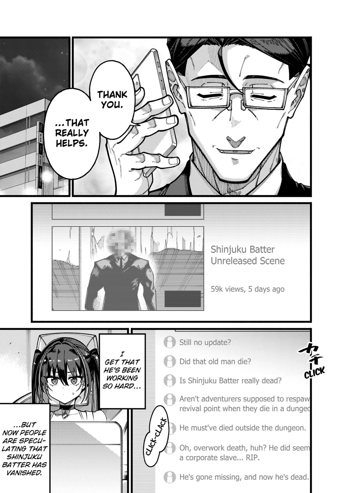 Jimi na Ojisan, Jitsu wa Eiyuu deshita. Jikaku ga Nai Mama Musou shitetara, Mei no Dungeon Haishin de Sarasareteta you desu Chap 23 - Next Chap 24