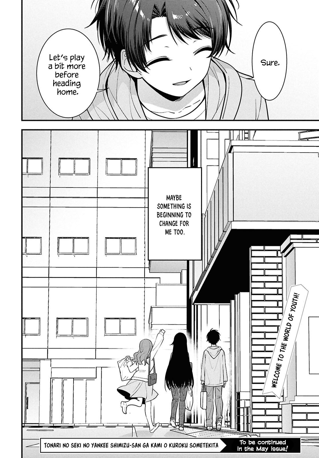 Tonari no Seki no Yankee Shimizu-san ga Kami wo Kuroku Sometekita Chap 6 - Next Chap 7