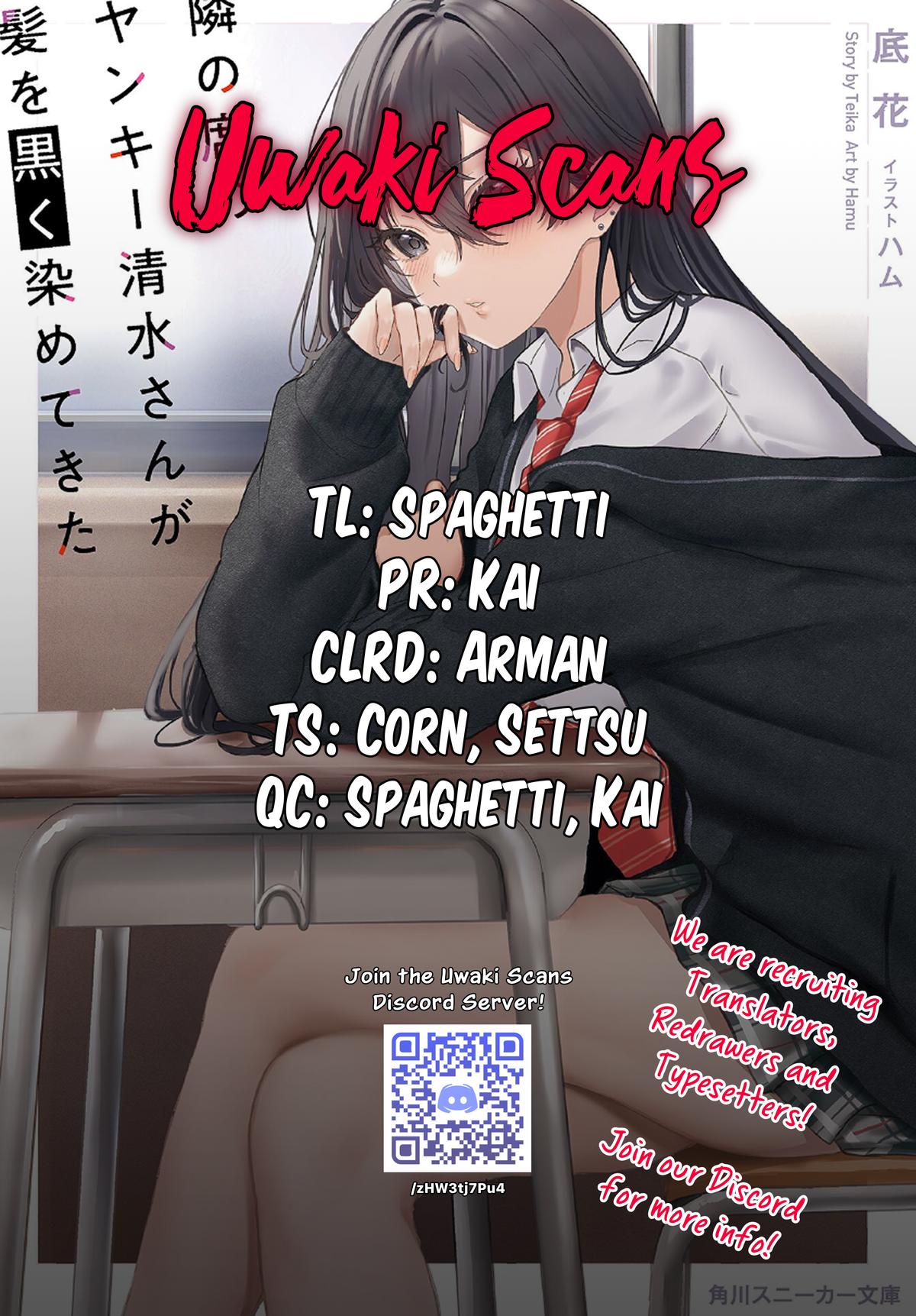 Tonari no Seki no Yankee Shimizu-san ga Kami wo Kuroku Sometekita Chap 9 - Next Chap 10