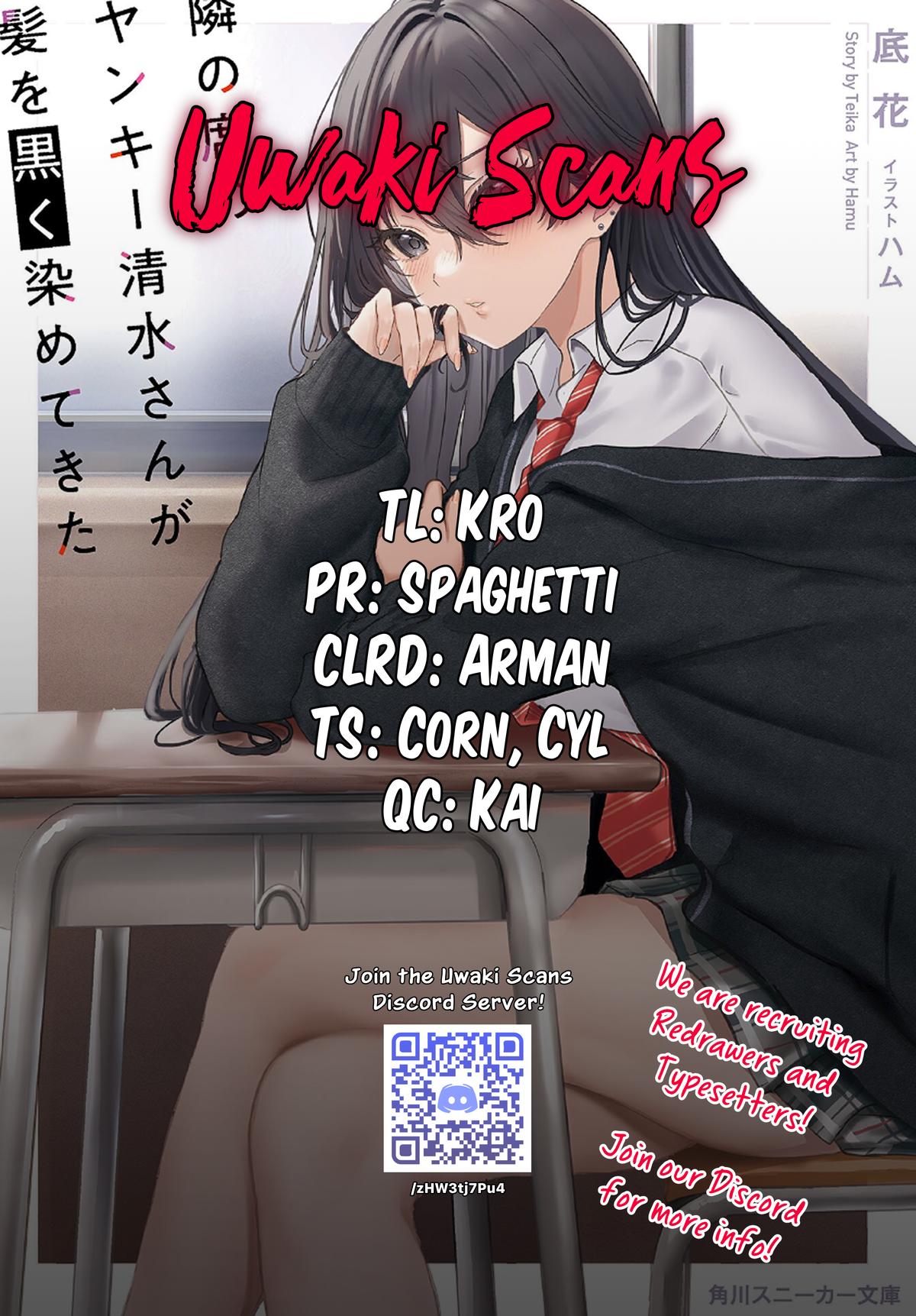 Tonari no Seki no Yankee Shimizu-san ga Kami wo Kuroku Sometekita Chap 10 - Next Chap 11