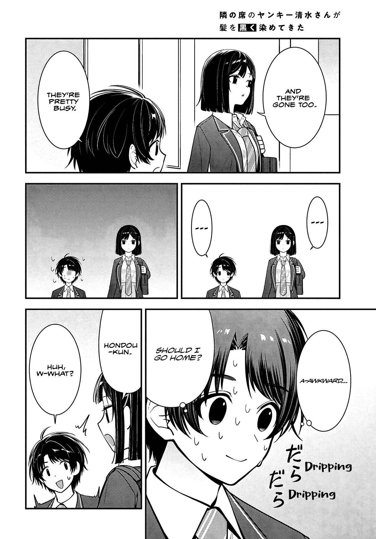 Tonari no Seki no Yankee Shimizu-san ga Kami wo Kuroku Sometekita Chap 11 - Next Chap 12