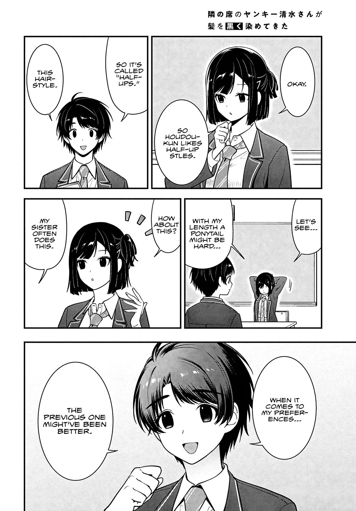 Tonari no Seki no Yankee Shimizu-san ga Kami wo Kuroku Sometekita Chap 11 - Next Chap 12