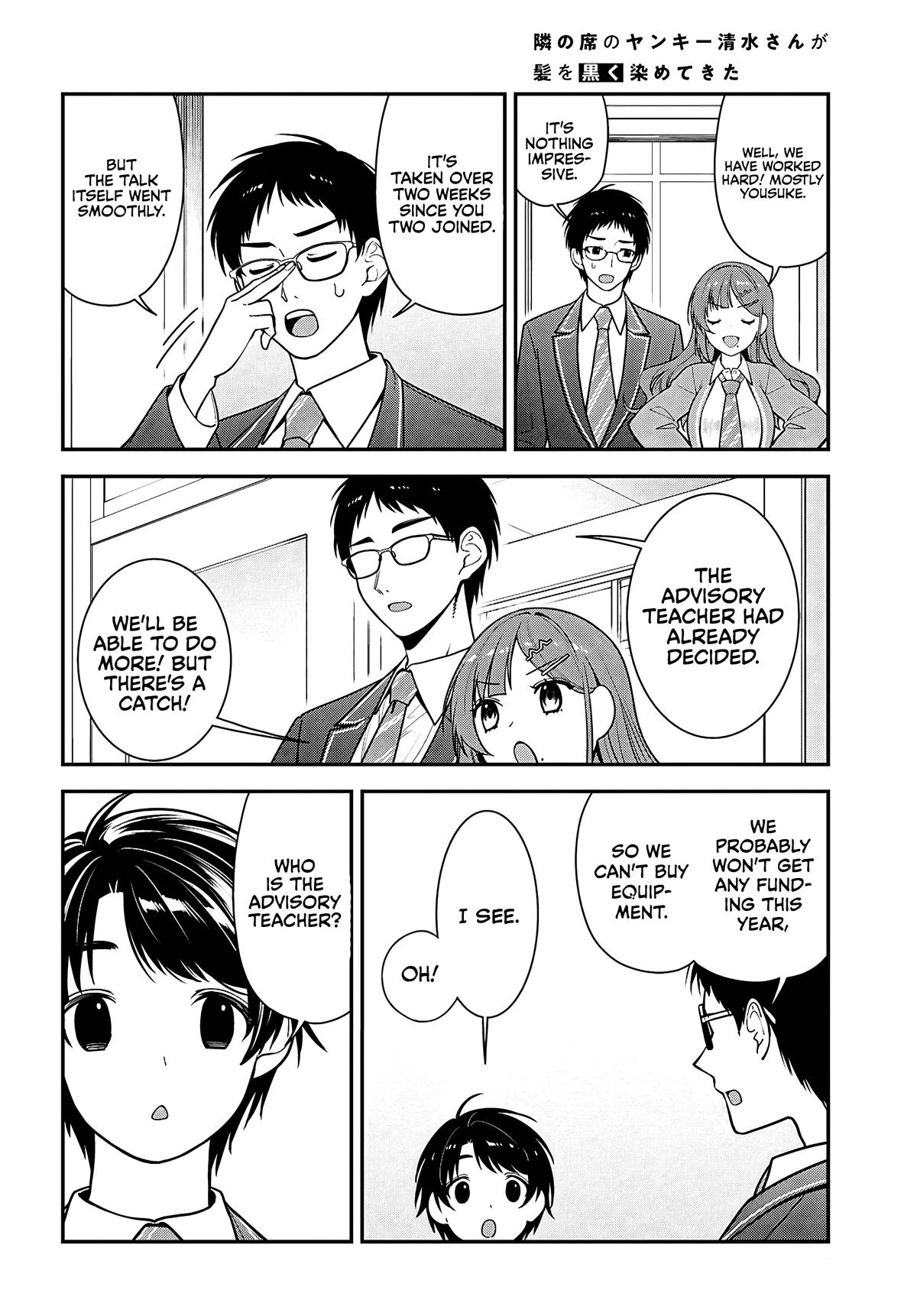 Tonari no Seki no Yankee Shimizu-san ga Kami wo Kuroku Sometekita Chap 12 - Next Chap 13