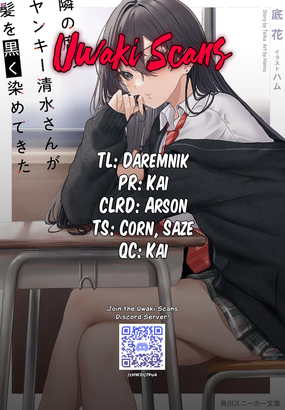 Tonari no Seki no Yankee Shimizu-san ga Kami wo Kuroku Sometekita Chap 12 - Next Chap 13