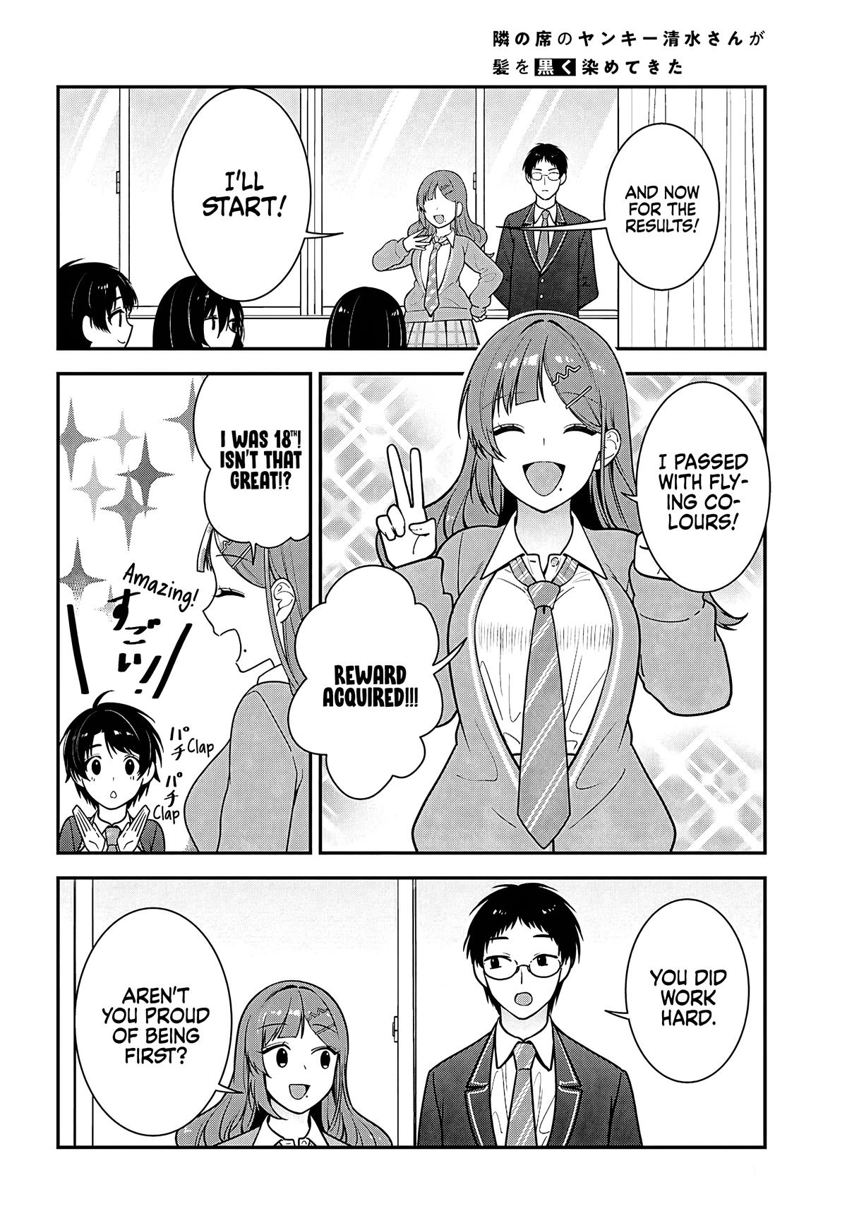 Tonari no Seki no Yankee Shimizu-san ga Kami wo Kuroku Sometekita Chap 12 - Next Chap 13