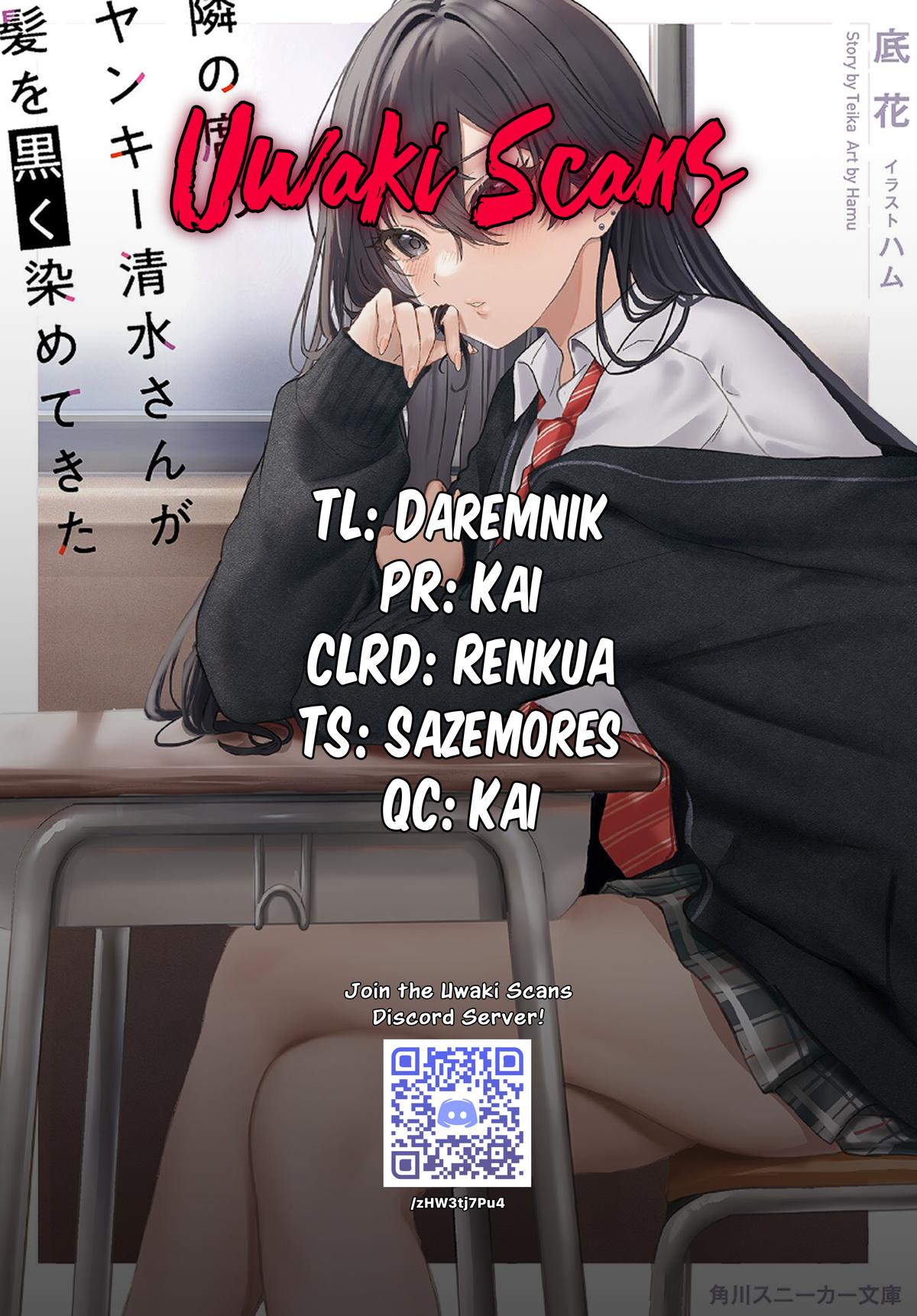 Tonari no Seki no Yankee Shimizu-san ga Kami wo Kuroku Sometekita Chap 13 - Next Chap 14