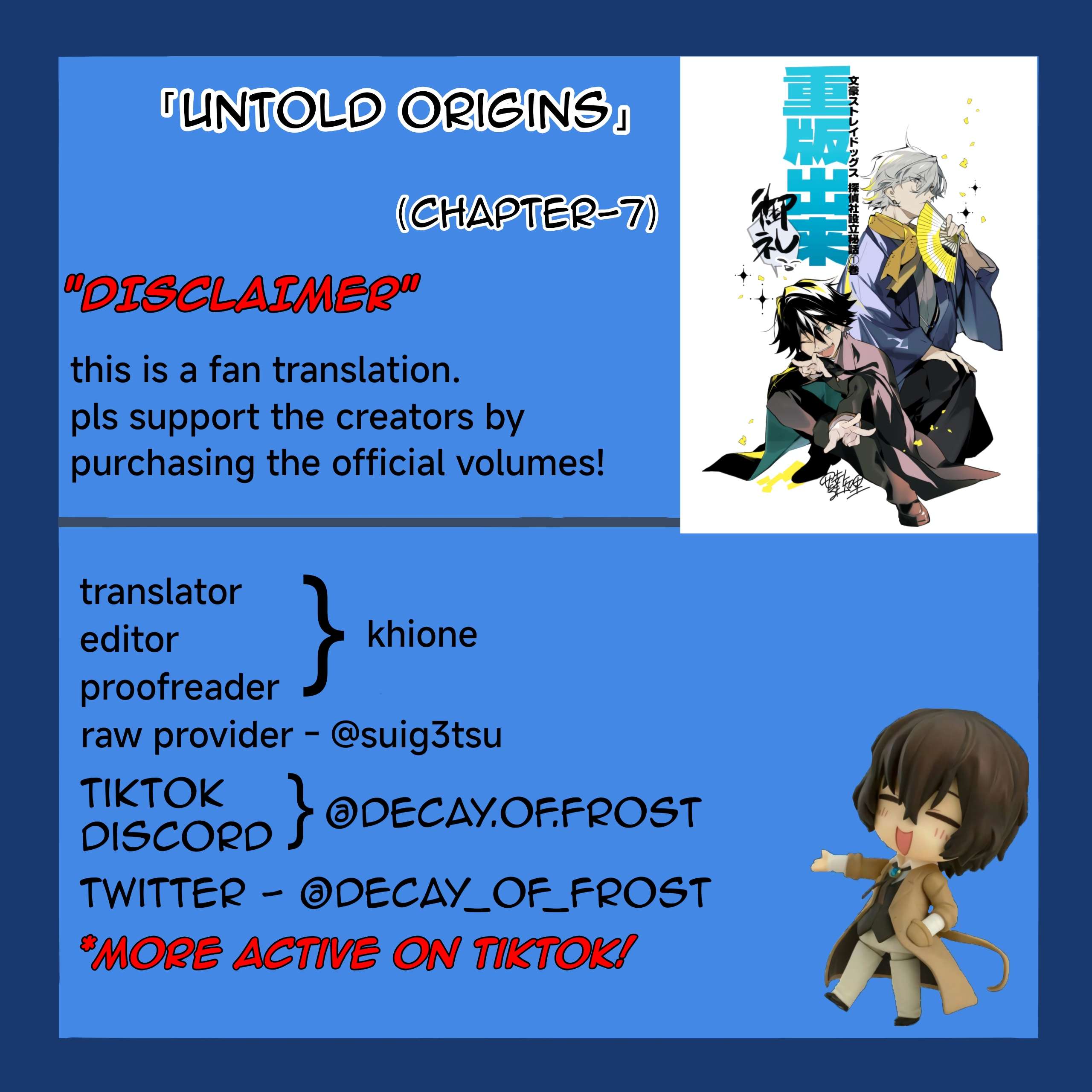 Bungou Stray Dogs: Tanteisha Setsuritsu Hiwa Chap 7 - Next Chap 8