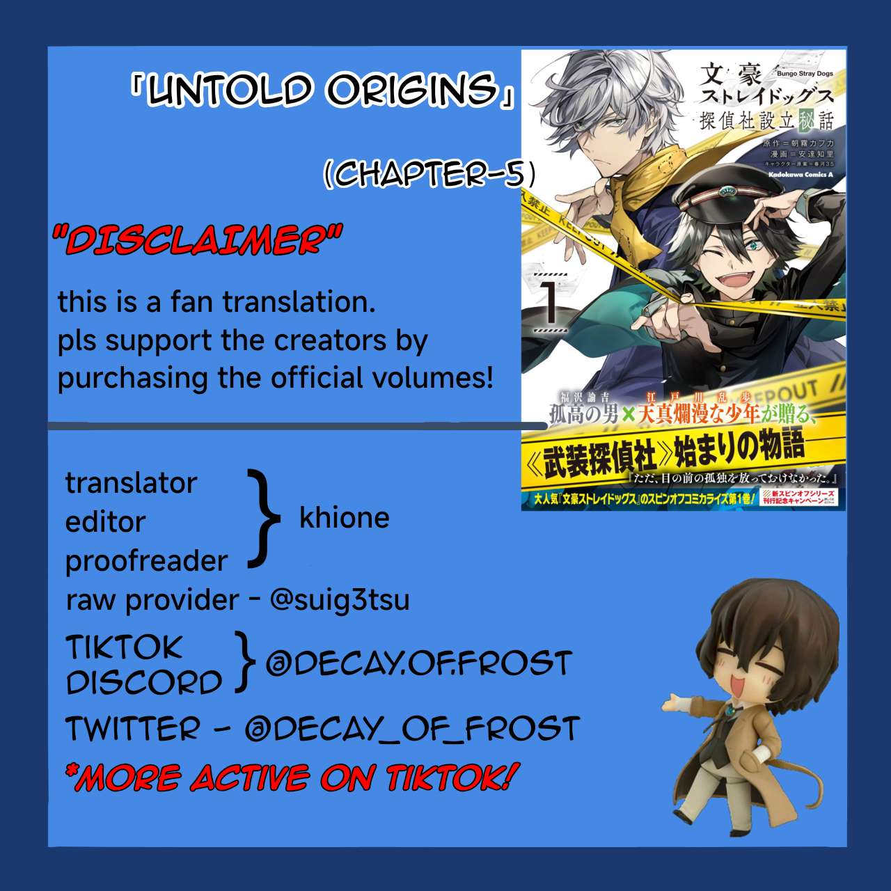 Bungou Stray Dogs: Tanteisha Setsuritsu Hiwa Chap 5 - Next Chap 6