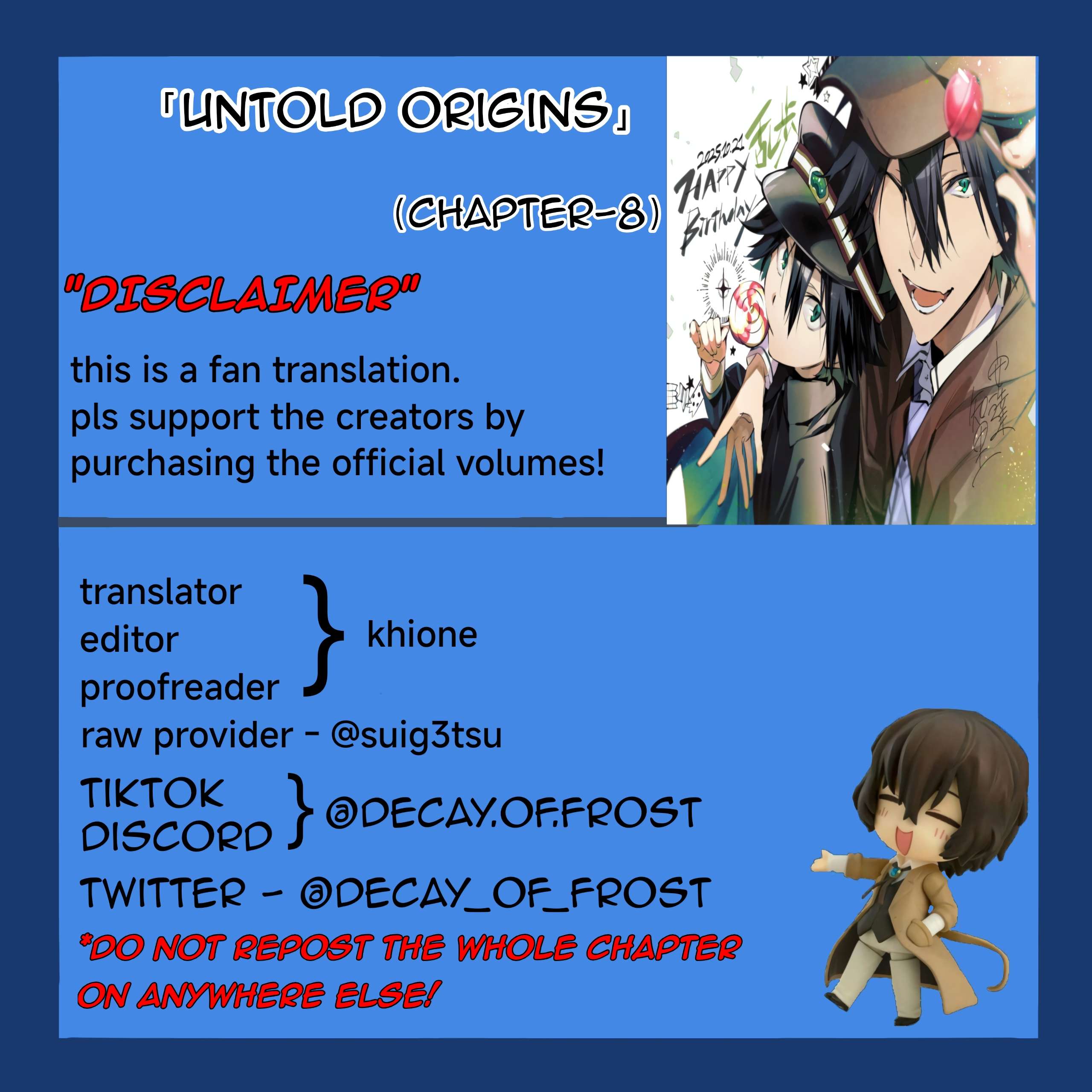 Bungou Stray Dogs: Tanteisha Setsuritsu Hiwa Chap 8 - Next Chap 9