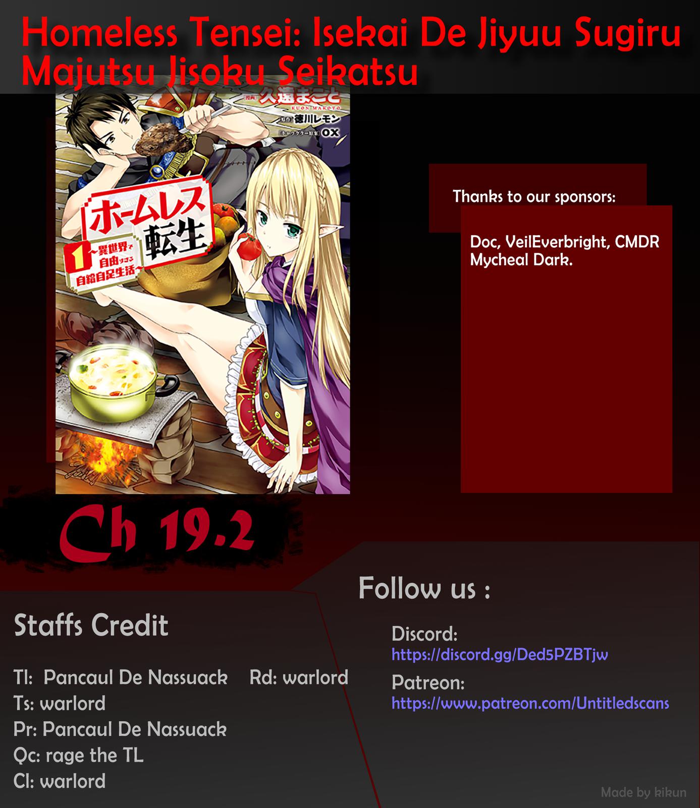 Homeless Tensei: Isekai De Jiyuu Sugiru Majutsu Jisoku Seikatsu Chap 19.2 - Next Chap 20.2