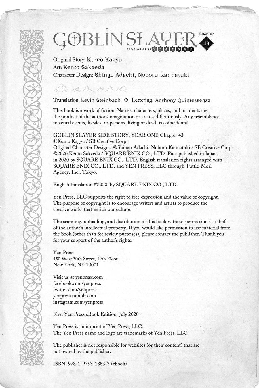 Goblin Slayer Side Story: Year One Chap 43 - Next Chap 44