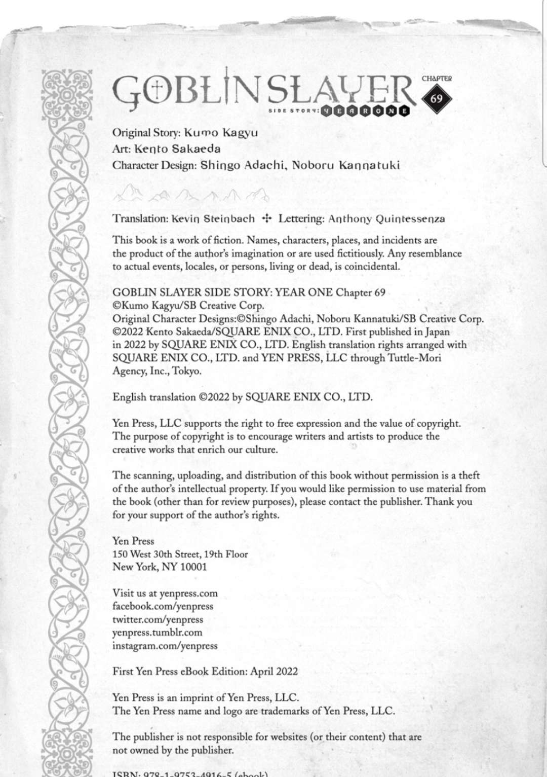 Goblin Slayer Side Story: Year One Chap 69 - Next Chap 70