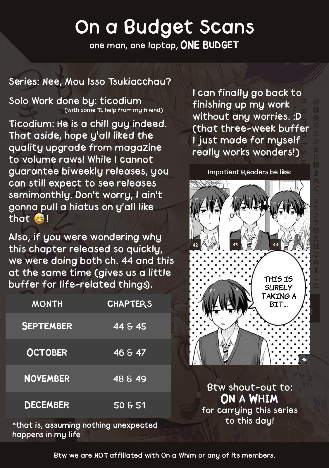 Nee, Mou Isso Tsukiacchau? Osananajimi no Bishoujo ni Tanomarete, Camouflage Kareshi Hajimemashita Chap 45 - Next Chap 46