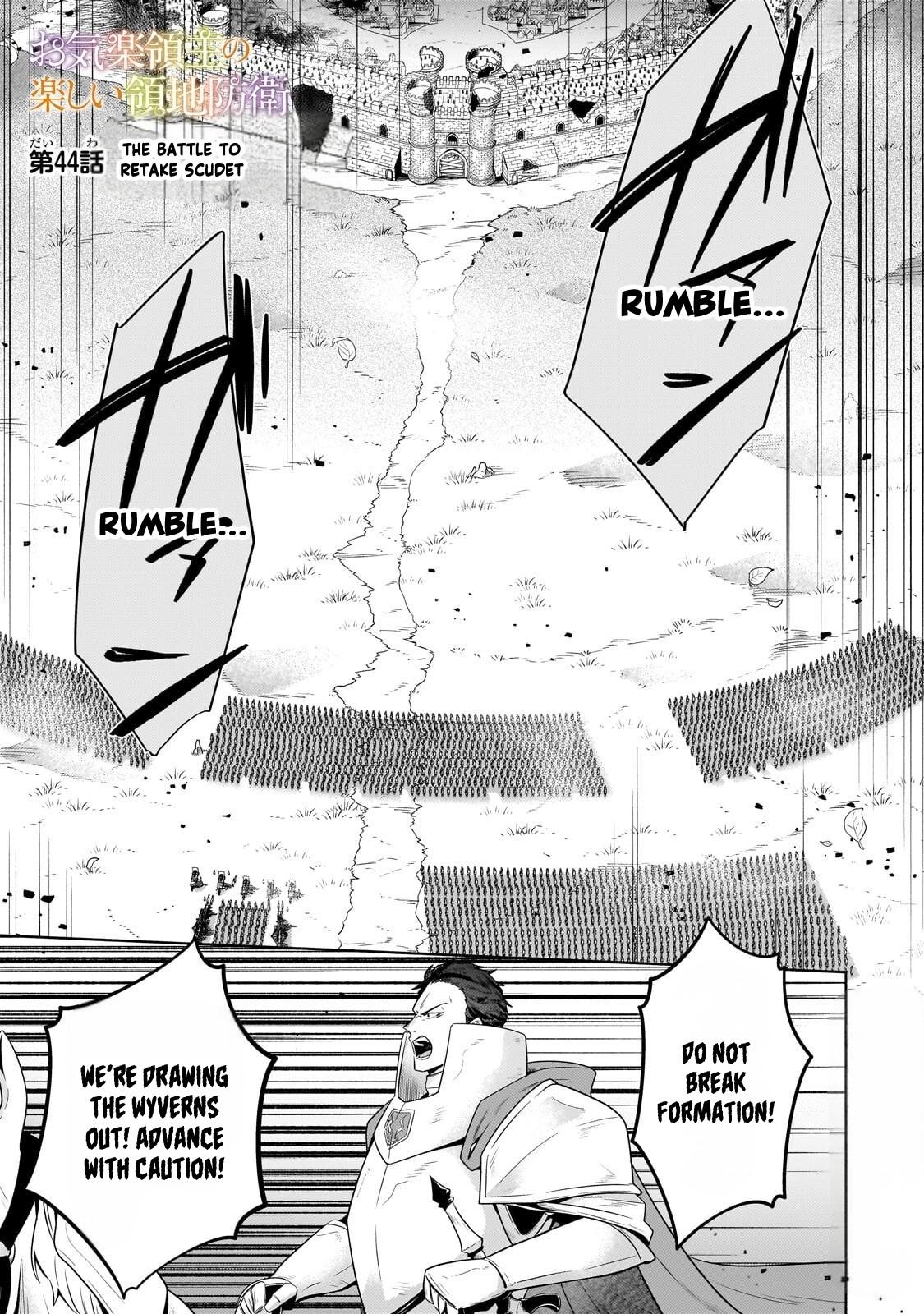 Okiraku Ryoushu no Tanoshii Ryouchi Bouei Chap 44 - Next Chap 45
