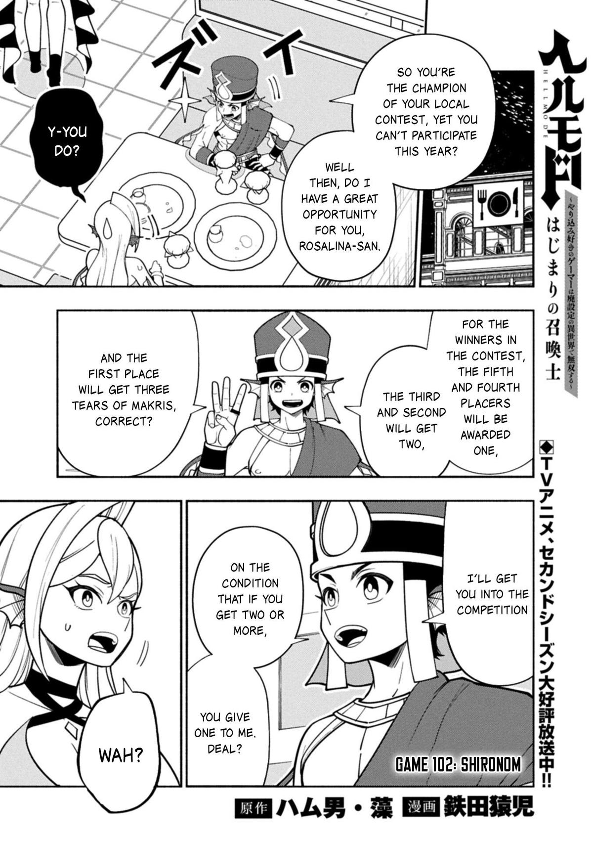 Hell Mode: Yarikomi Suki no Gamer wa Hai-settei no Isekai de Musou suru - Hajimari no Shoukanshi Chap 102.1 - Next Chap 103.1