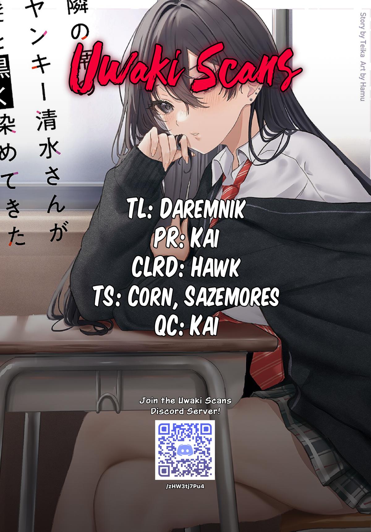 Tonari no Seki no Yankee Shimizu-san ga Kami wo Kuroku Sometekita Chap 14 - Next Chap 15