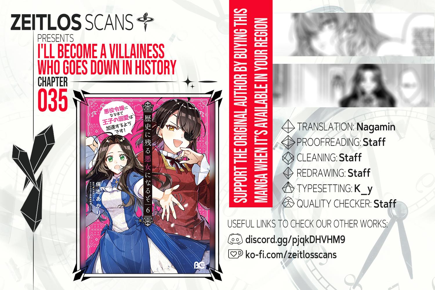 Rekishi ni Nokoru Akujo ni Naru zo - Akuyaku Reijou ni Naru Hodo Ouji no Dekiai wa Kasoku Suru you desu! Chap 35 - Next Chap 36