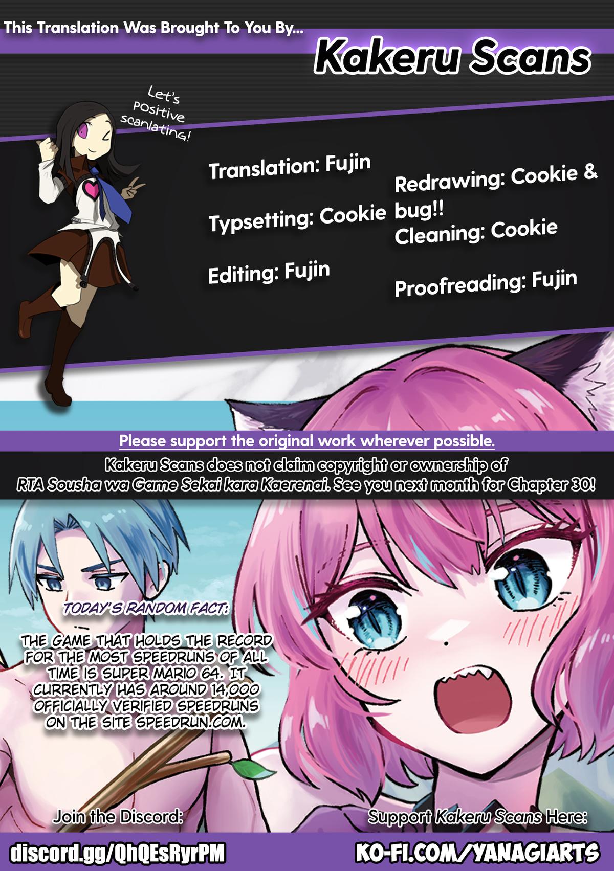RTA Sousha wa Game Sekai kara Kaerenai Chap 29 - Next Chap 30