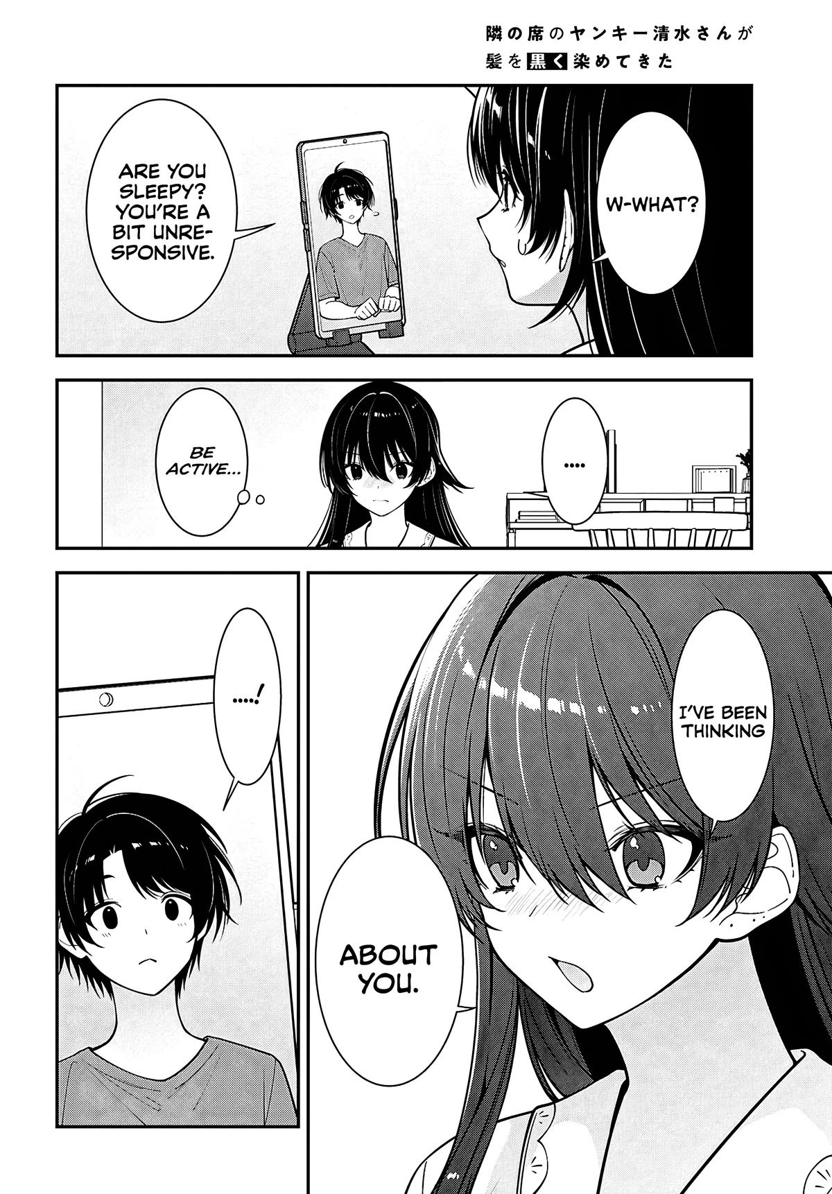 Tonari no Seki no Yankee Shimizu-san ga Kami wo Kuroku Sometekita Chap 17 - Next Chap 18