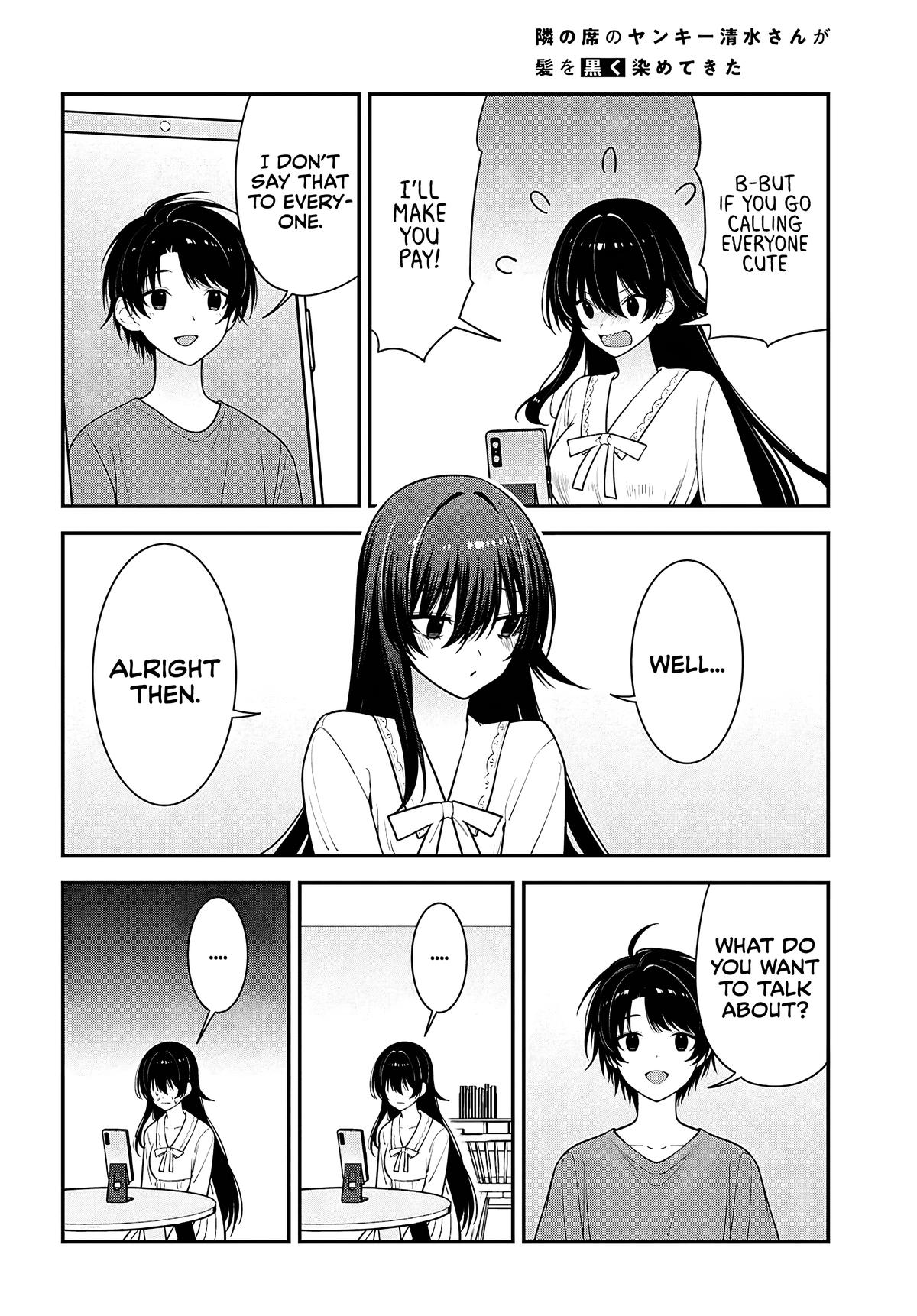 Tonari no Seki no Yankee Shimizu-san ga Kami wo Kuroku Sometekita Chap 17 - Next Chap 18