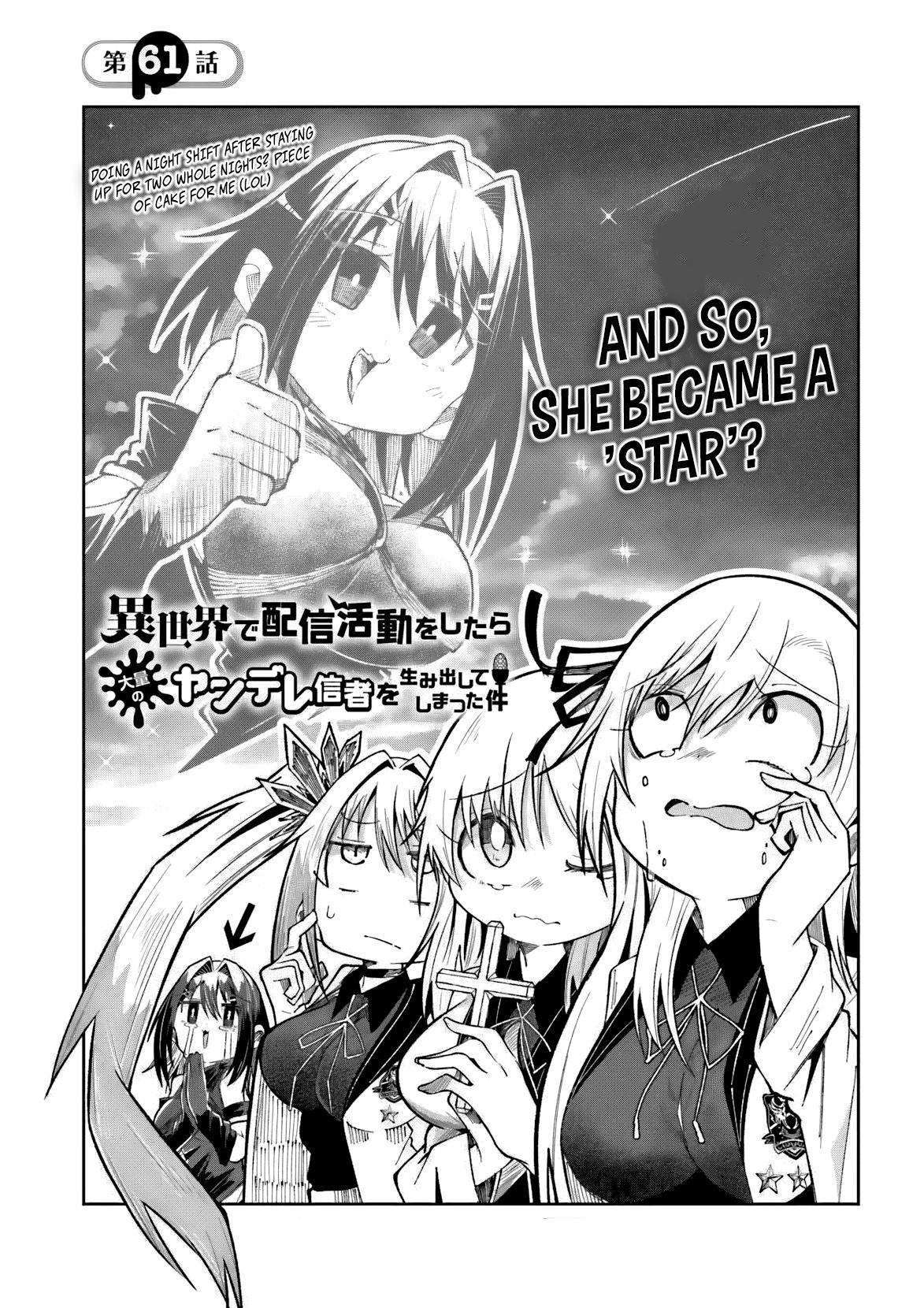 Isekai de Haishin Katsudou wo Shitara Tairyou no Yandere Shinja wo Umidashiteshimatta Ken Chap 61 - Next Chap 62