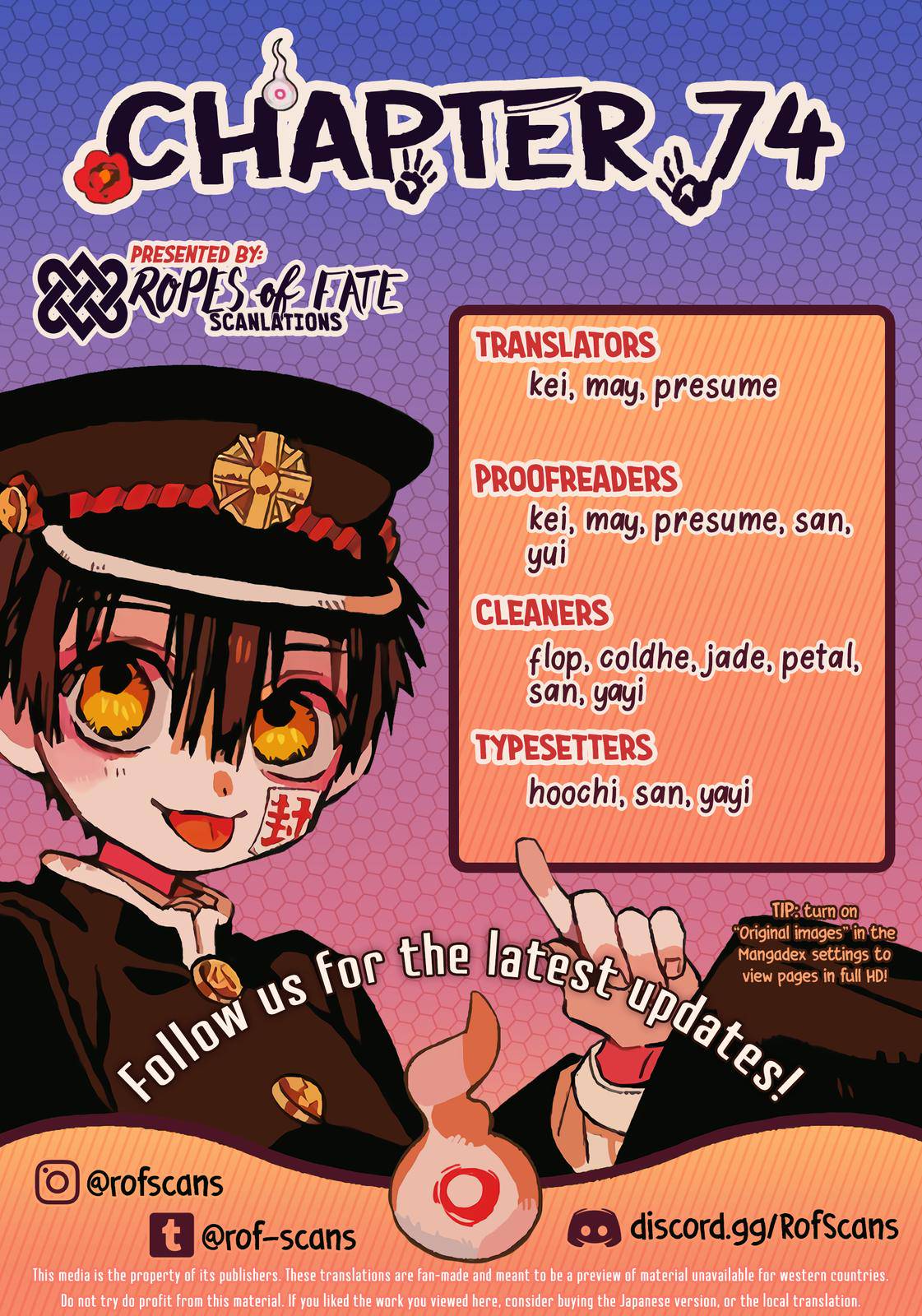 Toilet-Bound Hanako-kun Chap 74 - Next Chap 75