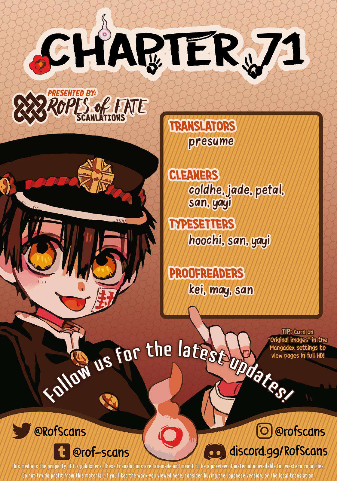 Toilet-Bound Hanako-kun Chap 71 - Next Chap 72