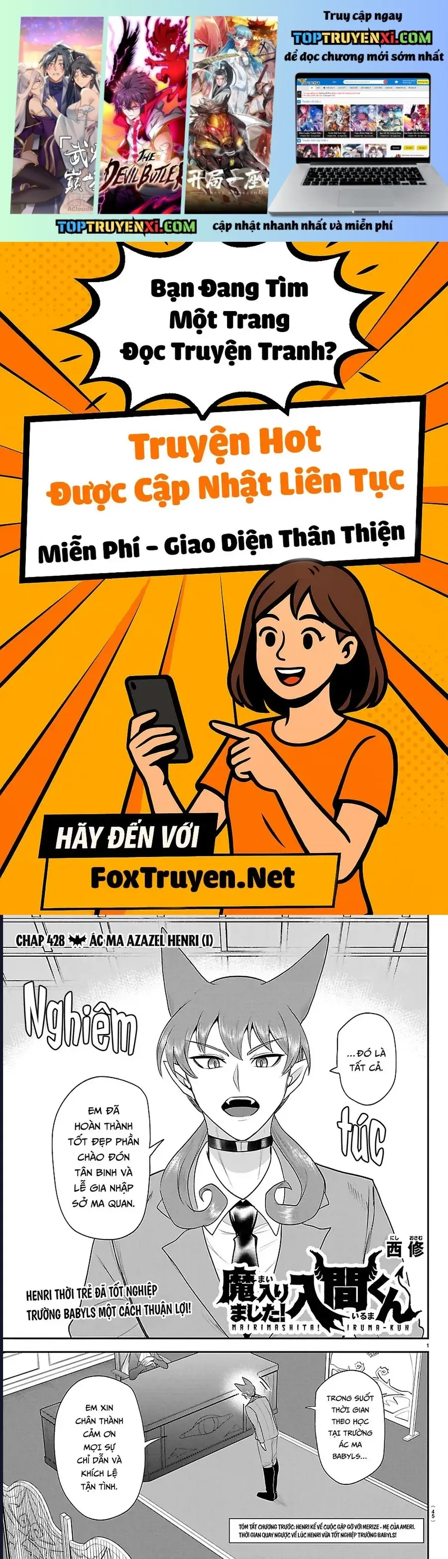 Chào Mừng Cậu Đến Trường Iruma-Kun Chap 428 - Next Chap 429